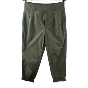 EVERLANE Green Crop Pants Cotton High-Rise Pinroll Cuff Straight Zip Fly Size 6